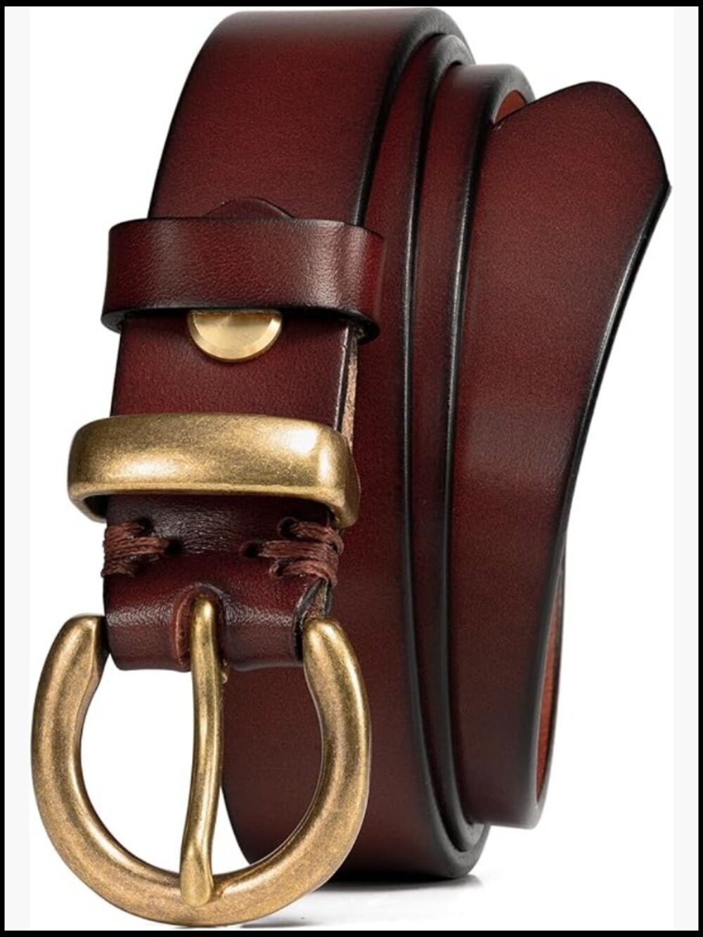Full Grain Leather Belt 1.1" Ladies Casual Leather Jean Belt Vintage Circle